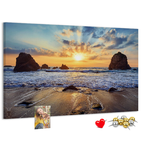 Tablero de corcho decorado Puesta de sol sobre el mar en calma