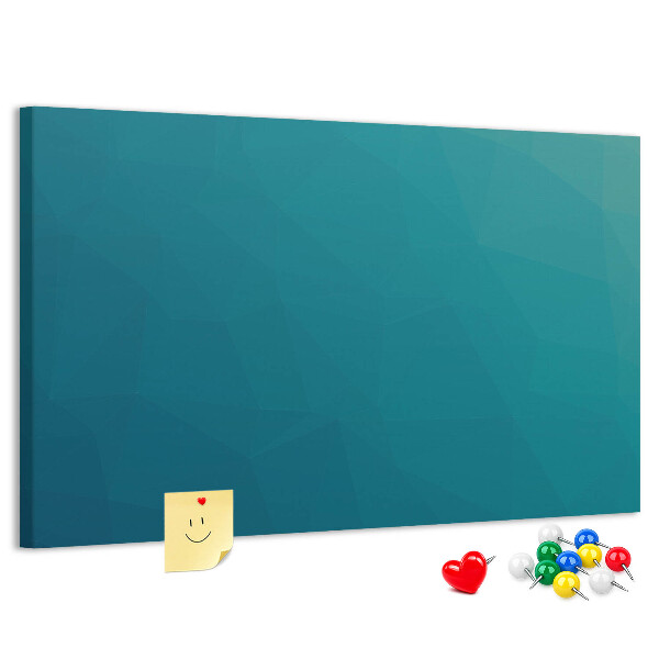 Tablero de anuncios con diseño de formas geométricas en tonos azules