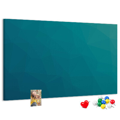 Tablero de anuncios con diseño de formas geométricas en tonos azules