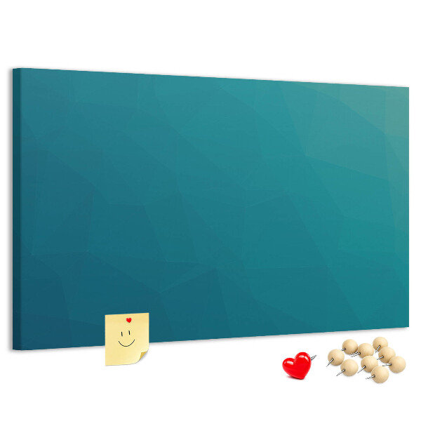 Tablero de anuncios con diseño de formas geométricas en tonos azules