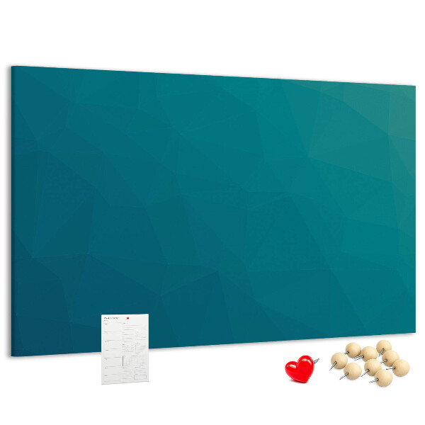 Tablero de anuncios con diseño de formas geométricas en tonos azules