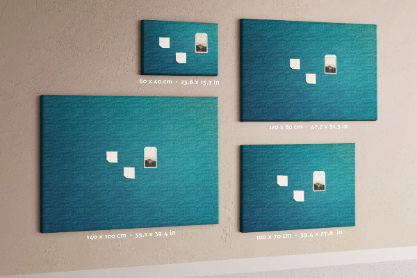 Tablero de anuncios con diseño de formas geométricas en tonos azules