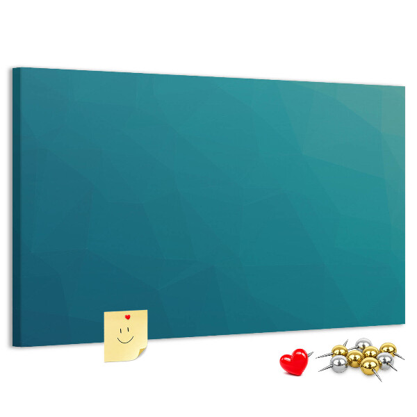 Tablero de anuncios con diseño de formas geométricas en tonos azules