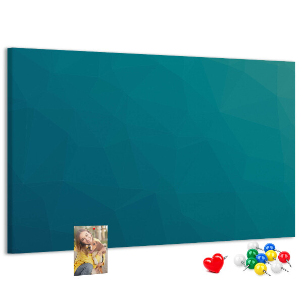 Tablero de anuncios con diseño de formas geométricas en tonos azules