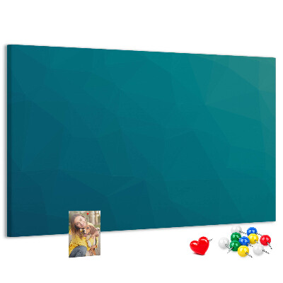 Tablero de anuncios con diseño de formas geométricas en tonos azules