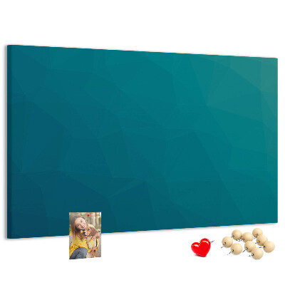 Tablero de anuncios con diseño de formas geométricas en tonos azules