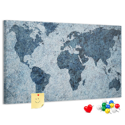 Tablero de anuncios Mapa del mundo antiguo en tonos azules