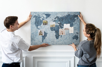 Tablero de anuncios mapa del mundo antiguo en tonos azules