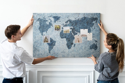Tablero de anuncios mapa del mundo antiguo en tonos azules
