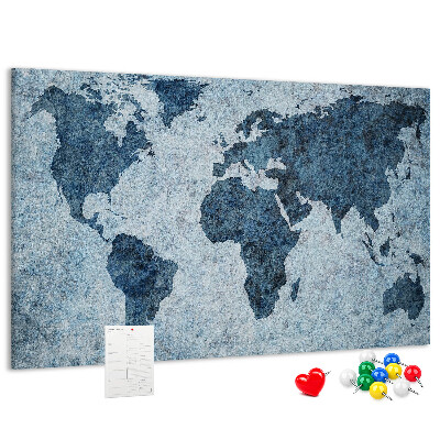 Tablero de anuncios mapa del mundo antiguo en tonos azules