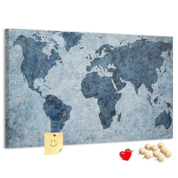 Tablero de anuncios mapa del mundo antiguo en tonos azules