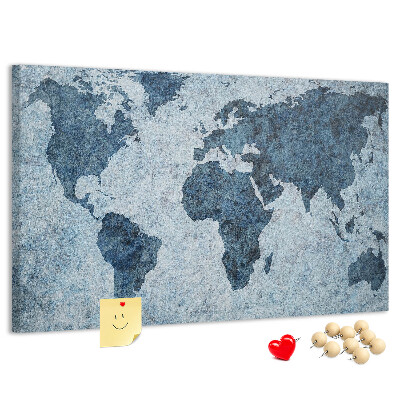 Tablero de anuncios mapa del mundo antiguo en tonos azules
