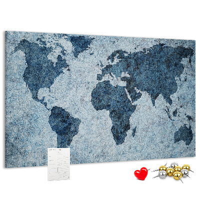 Tablero de anuncios mapa del mundo antiguo en tonos azules