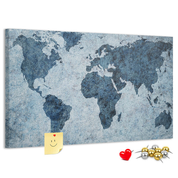 Tablero de anuncios mapa del mundo antiguo en tonos azules