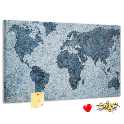 Tablero de anuncios mapa del mundo antiguo en tonos azules