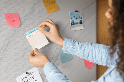 Tablero de corcho decorado con elegante estampado de mármol en tonos grises
