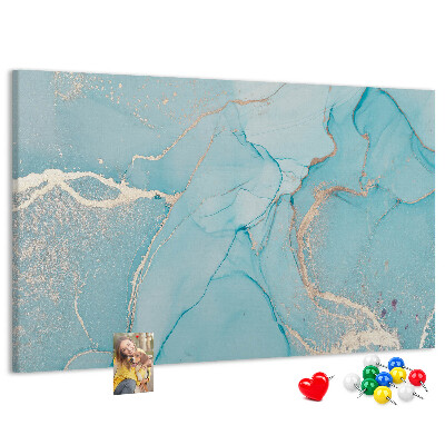 Pizarra de corcho con diseño de mármol azul y vetas delicadas