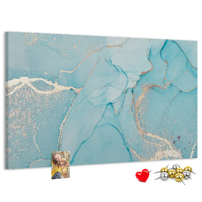 Pizarra de corcho con diseño de mármol azul y vetas delicadas