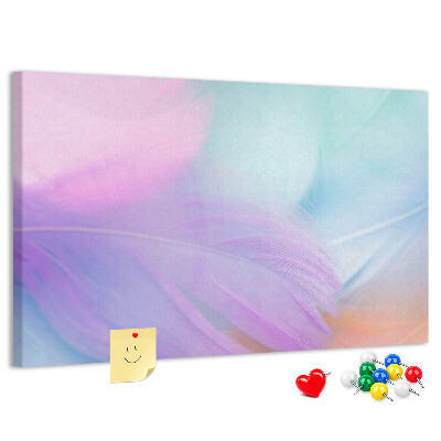Tablero de anuncios Delicadas plumas en tonos pastel