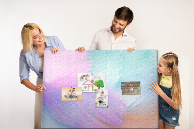 Tablero de anuncios con diseño de delicadas plumas en tonos pastel