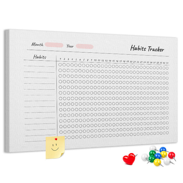 Tablero de corcho decorado para seguimiento de hábitos simplificado