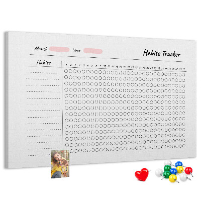 Tablero de corcho decorado para seguimiento de hábitos simplificado