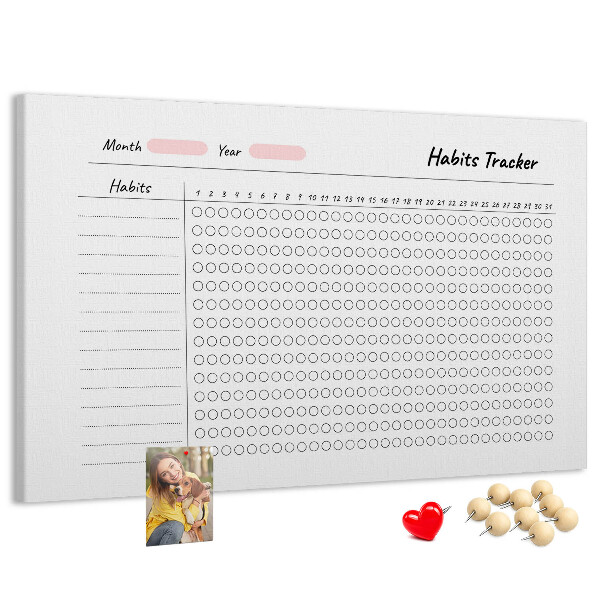 Tablero de corcho decorado para seguimiento de hábitos simplificado