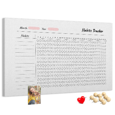 Tablero de corcho decorado para seguimiento de hábitos simplificado