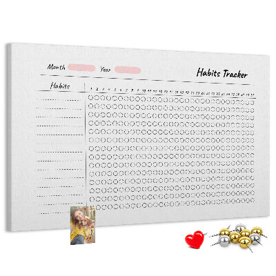 Tablero de corcho decorado para seguimiento de hábitos simplificado