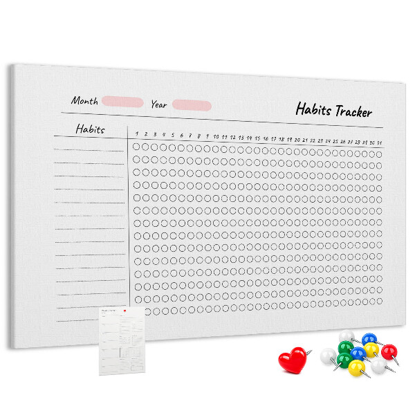Tablero de corcho decorado para seguimiento de hábitos simplificado