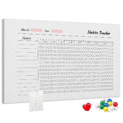 Tablero de corcho decorado para seguimiento de hábitos simplificado
