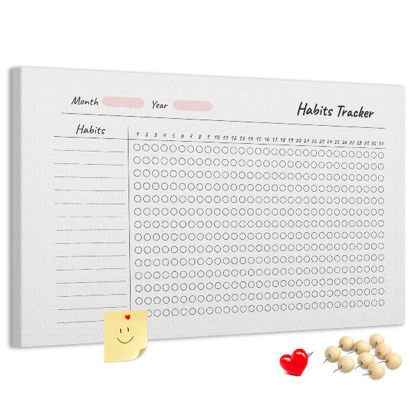 Tablero de corcho decorado para seguimiento de hábitos simplificado