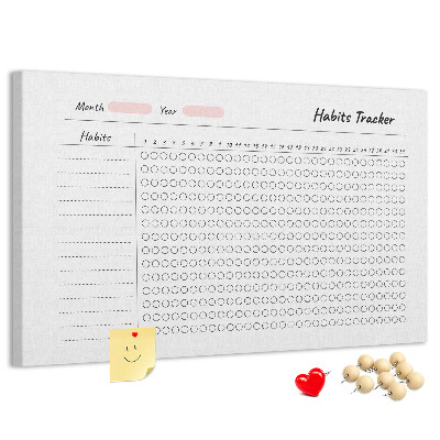 Tablero de corcho decorado para seguimiento de hábitos simplificado