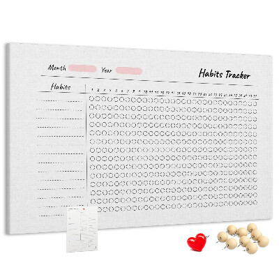 Tablero de corcho decorado para seguimiento de hábitos simplificado