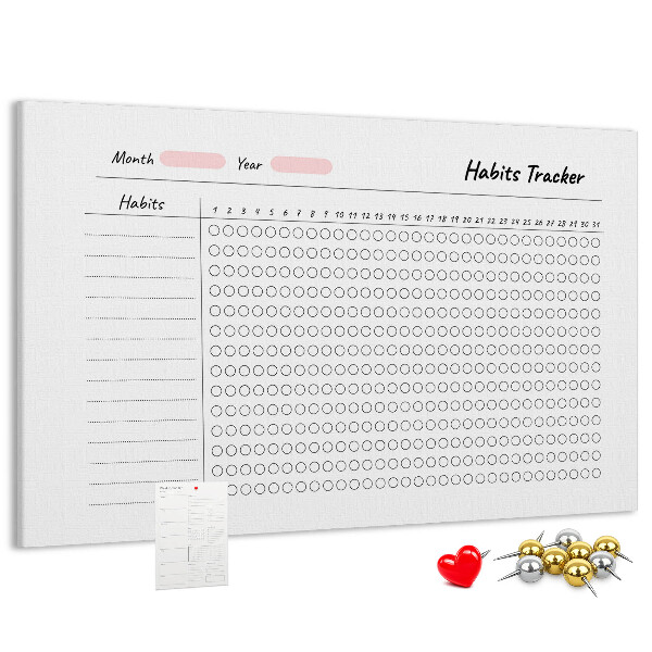Tablero de corcho decorado para seguimiento de hábitos simplificado
