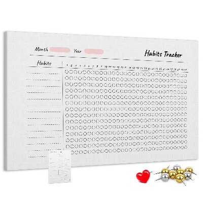 Tablero de corcho decorado para seguimiento de hábitos simplificado