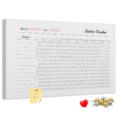 Tablero de corcho decorado para seguimiento de hábitos simplificado