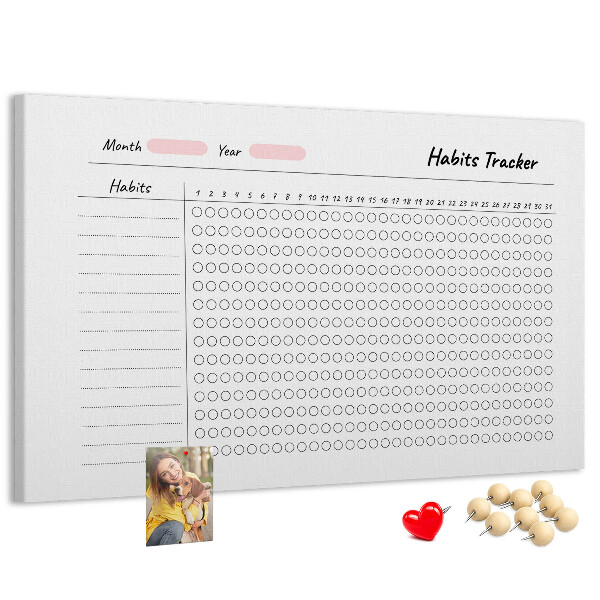 Tablero de corcho decorado para seguimiento de hábitos simplificado