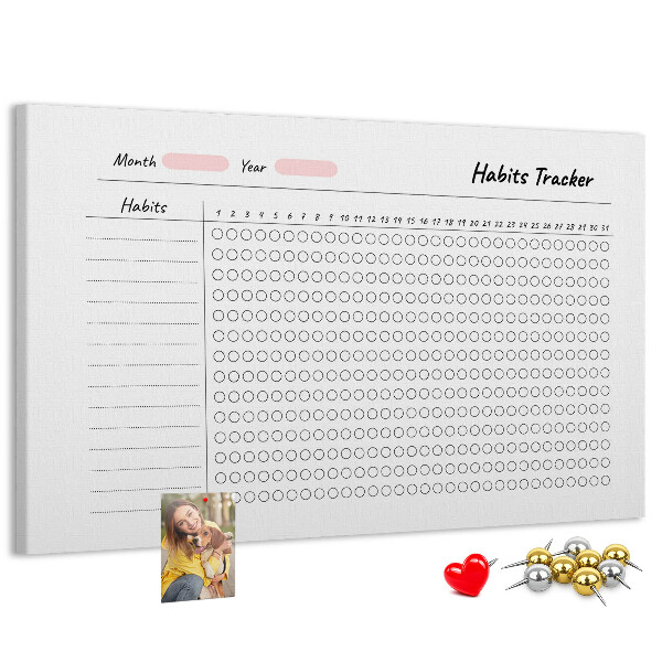 Tablero de corcho decorado para seguimiento de hábitos simplificado