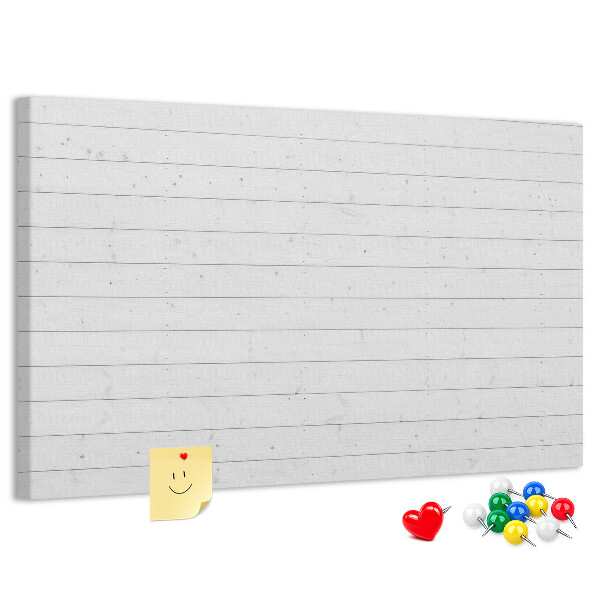 Tablero de anuncios de corcho blanco con marco estilo madera