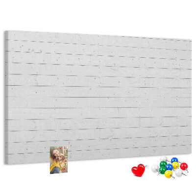 Tablero de anuncios de corcho blanco con marco estilo madera