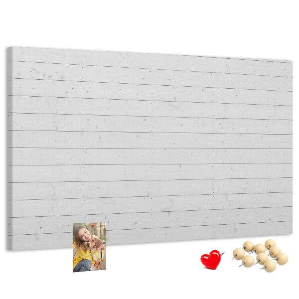 Tablero de anuncios de corcho blanco con marco estilo madera