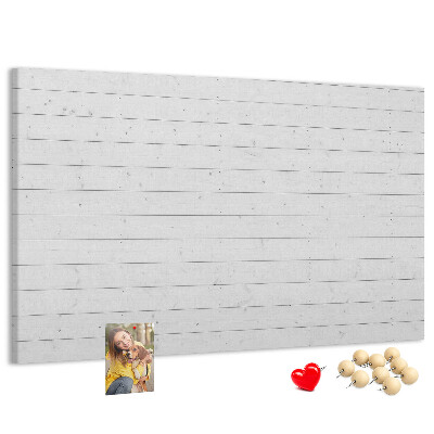 Tablero de anuncios de corcho blanco con marco estilo madera