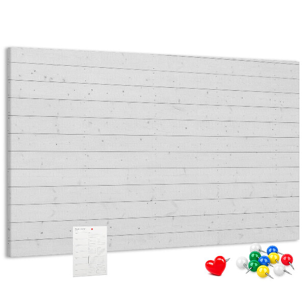 Tablero de anuncios de corcho blanco con marco estilo madera