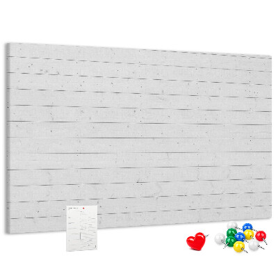 Tablero de anuncios de corcho blanco con marco estilo madera