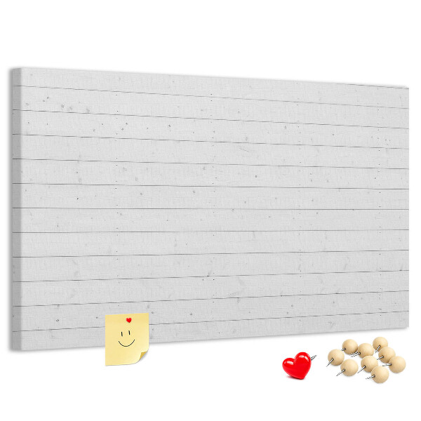 Tablero de anuncios de corcho blanco con marco estilo madera