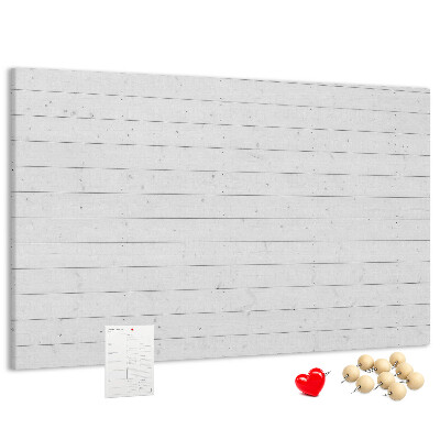 Tablero de anuncios de corcho blanco con marco estilo madera