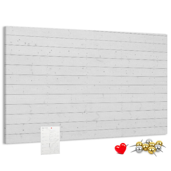 Tablero de anuncios de corcho blanco con marco estilo madera