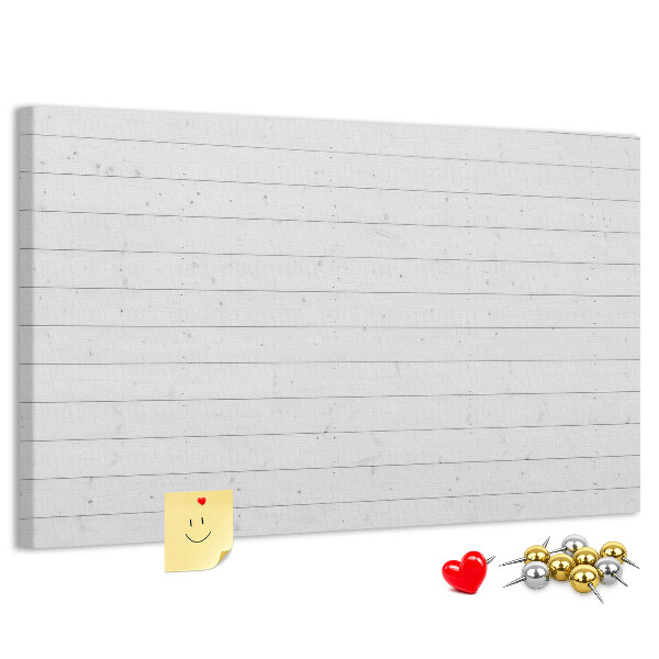 Tablero de anuncios de corcho blanco con marco estilo madera