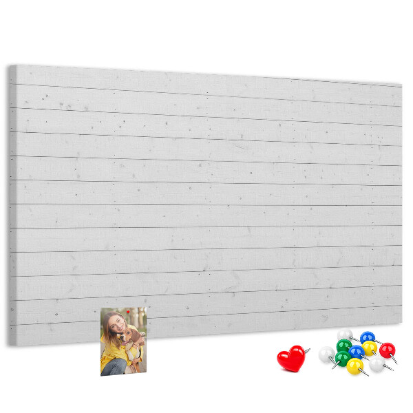 Tablero de anuncios de corcho blanco con marco estilo madera